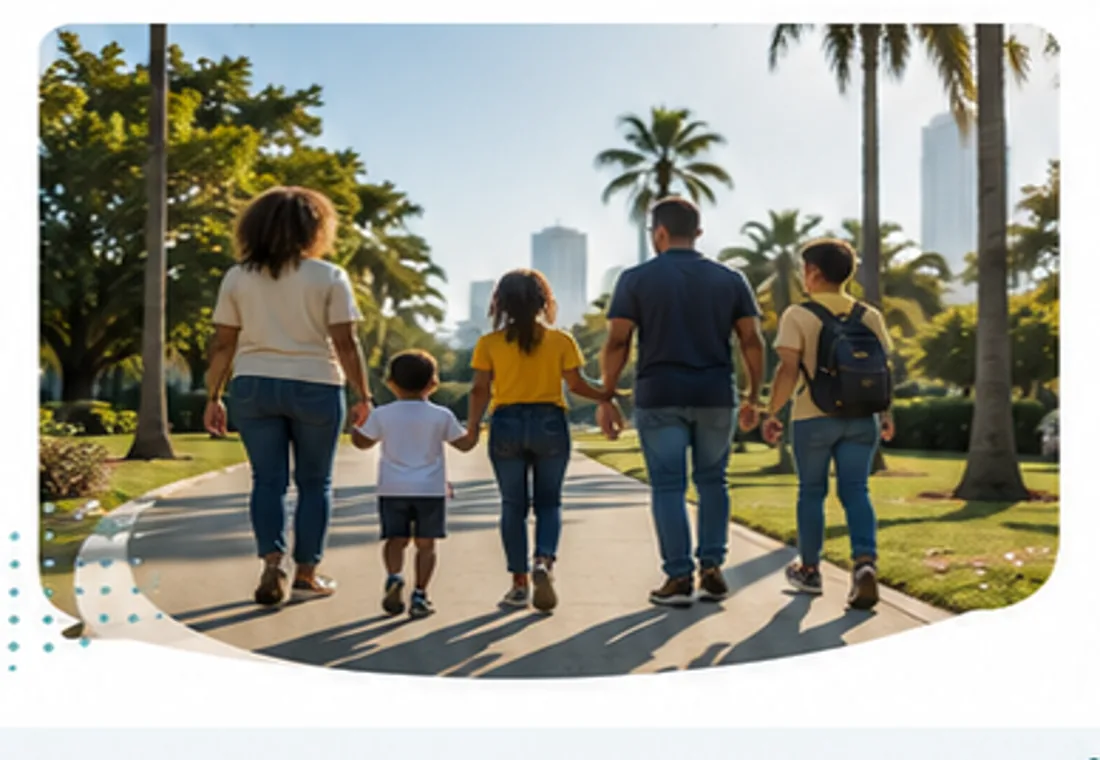 Families walking together in a South Florida community
